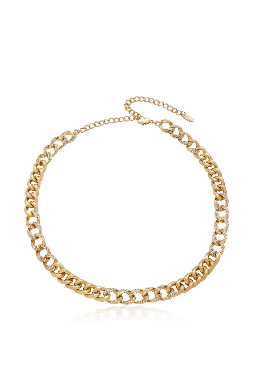 18k Chain Link Rhinestone Necklace