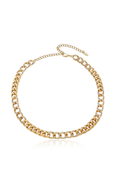 18k Chain Link Rhinestone Necklace