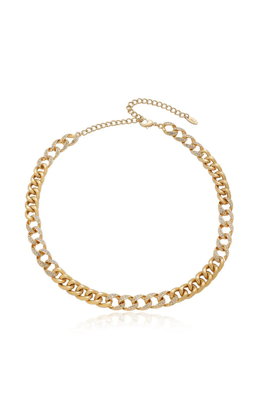 18k Chain Link Rhinestone Necklace