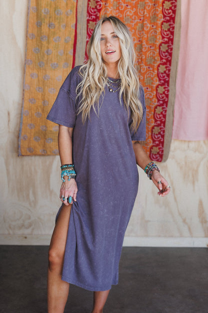 Earth Ease Tee Dress - Charcoal - Pre Order