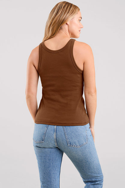 Essential Rib Tank Top | Chocolate