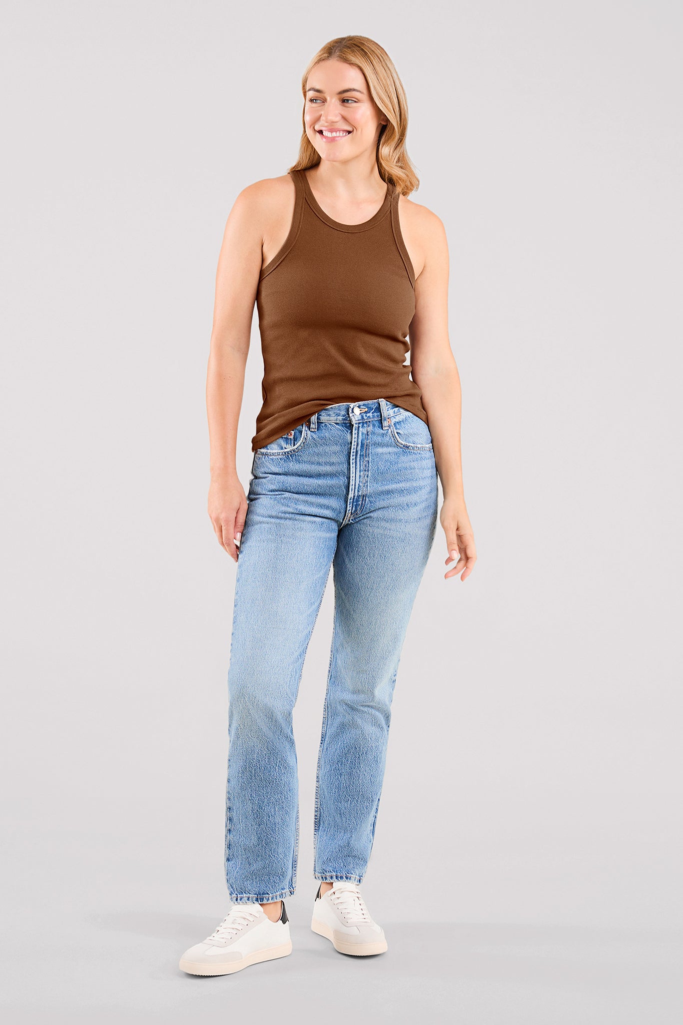 Essential Rib Tank Top | Chocolate