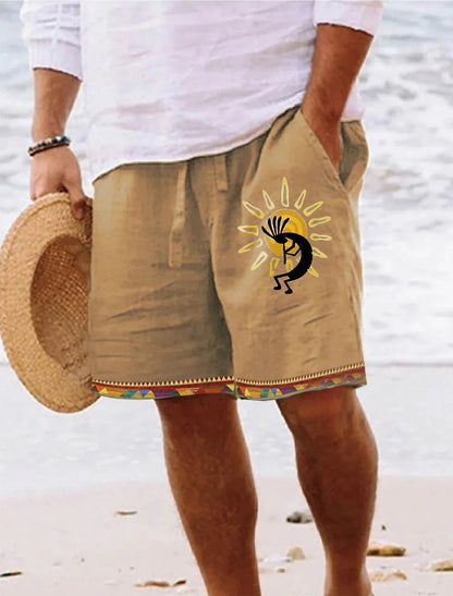 Men's Retro Sun & Moon Graphic Shorts – 3D Printed Breathable Street Shorts