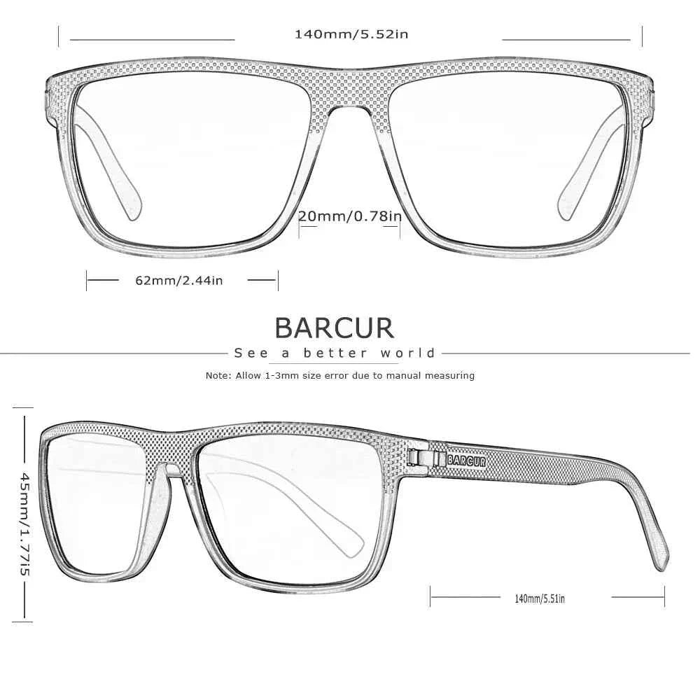 BARCUR Design TR90 Sunglasses Men Polarized Light Weight Sports Sun Glasses Women Eyewear Accessory Oculos UVAB Protection