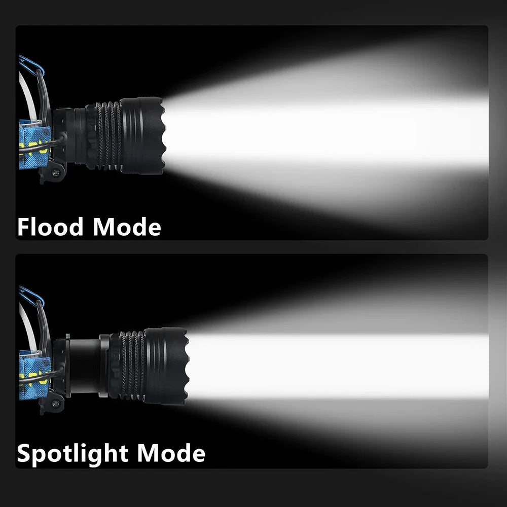 300000000LM Upgrade 4*White laser Headlamp Fishing Headlight 18650 Battery Flashlight USB Rechargeable Head Lights Torch Lantern