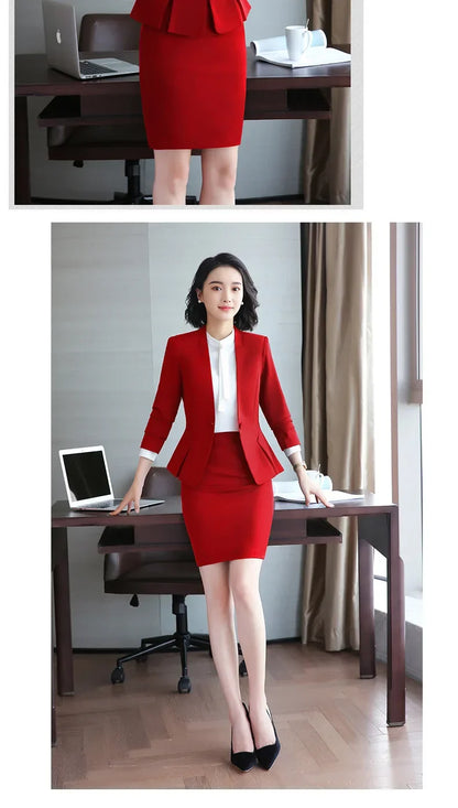 Elegant Red Western-style Suit Jacket For Women Fashionable Professional Attire For Hosting Events Job Interviews