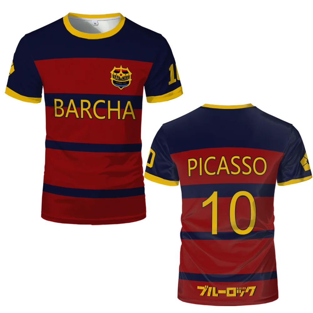 Blue Lock FC Barcha Cartoon Anime Cosplay Men Jersey Summer Short Sleeve Children Tee Tops 2024 Style Fashion Mens Boys T-shirt