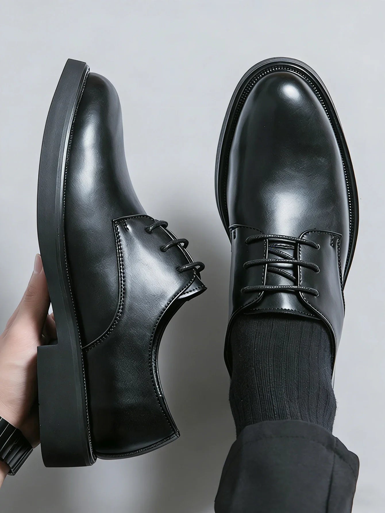 Classic Men Dress Shoes Lace Up Derby Shoes Formal Business Lesther Shoes Anti Slip Wear-resistant Office Daily Casual Shoes