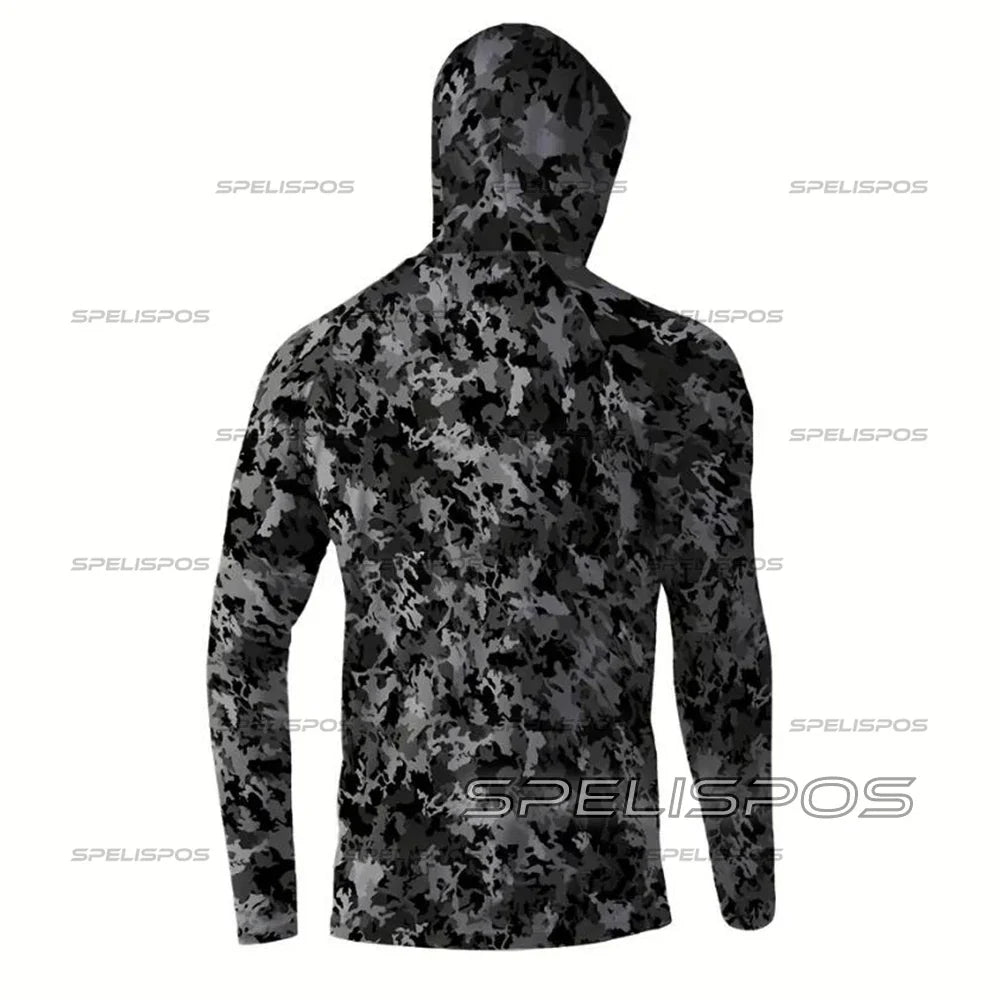 Men's Long Sleeve Fishing Hoodie Shirt – Sun Protection, Breathable Jersey for Fishing & Hunting