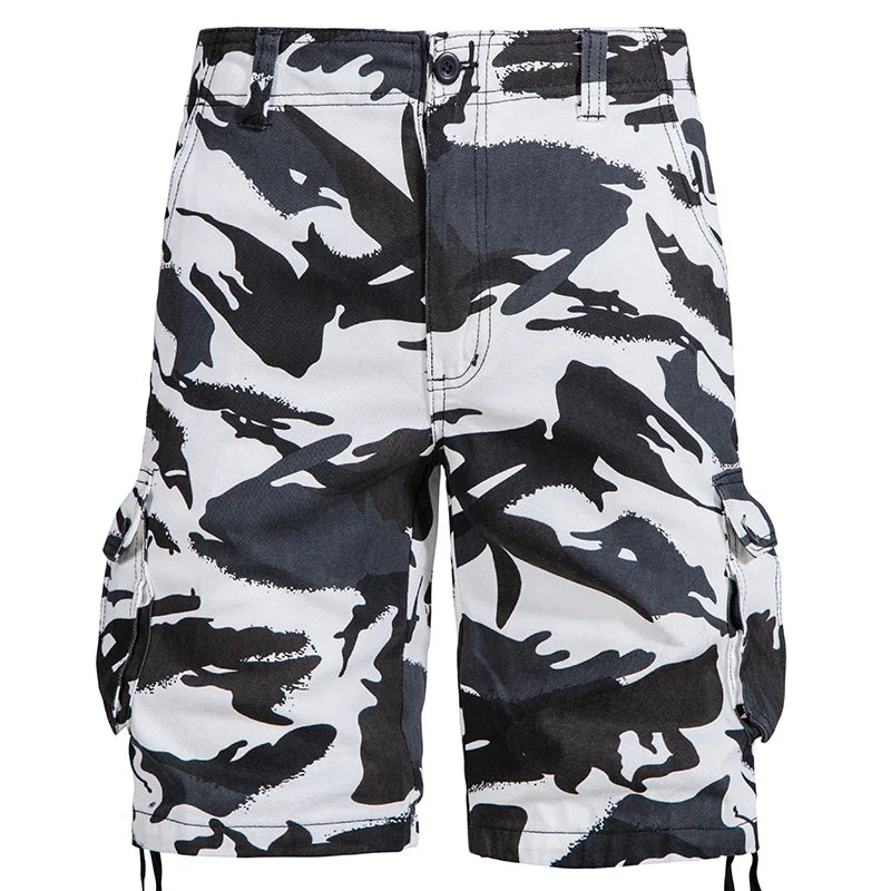 Men's Camo Cargo Shorts – Breathable Cotton Outdoor Sports Half Pants with Side Pockets
