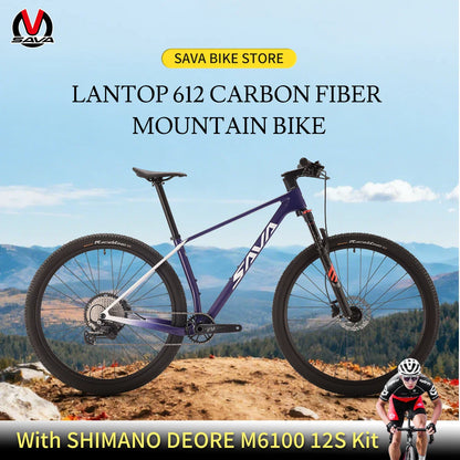 SAVA Men's Carbon Fiber Mountain Bike 12-Speed Adult MTB Bicycle Frame 27.5/29 Inch Shimano M6100 Components