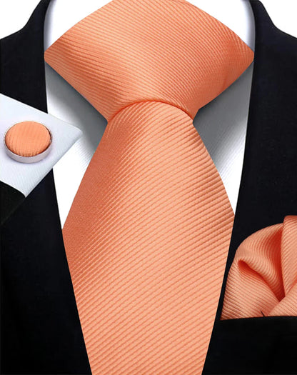 Necktie Fashion Brand Handmade Solid Necktie Handkerchief Cufflinks Set For Men Ties Suit Shirts Wedding Accessories Man Gifts