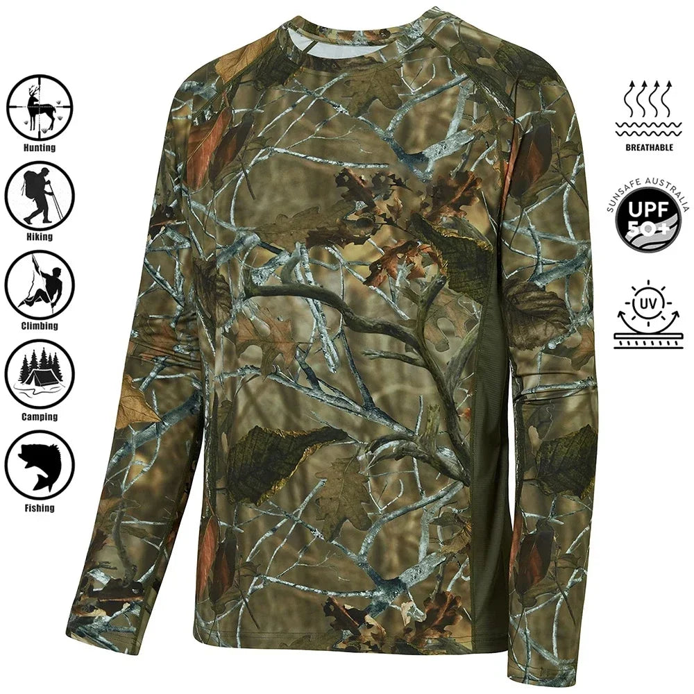 Men's Camouflage Long Sleeve Fishing Shirt – Casual Outdoor Sportswear