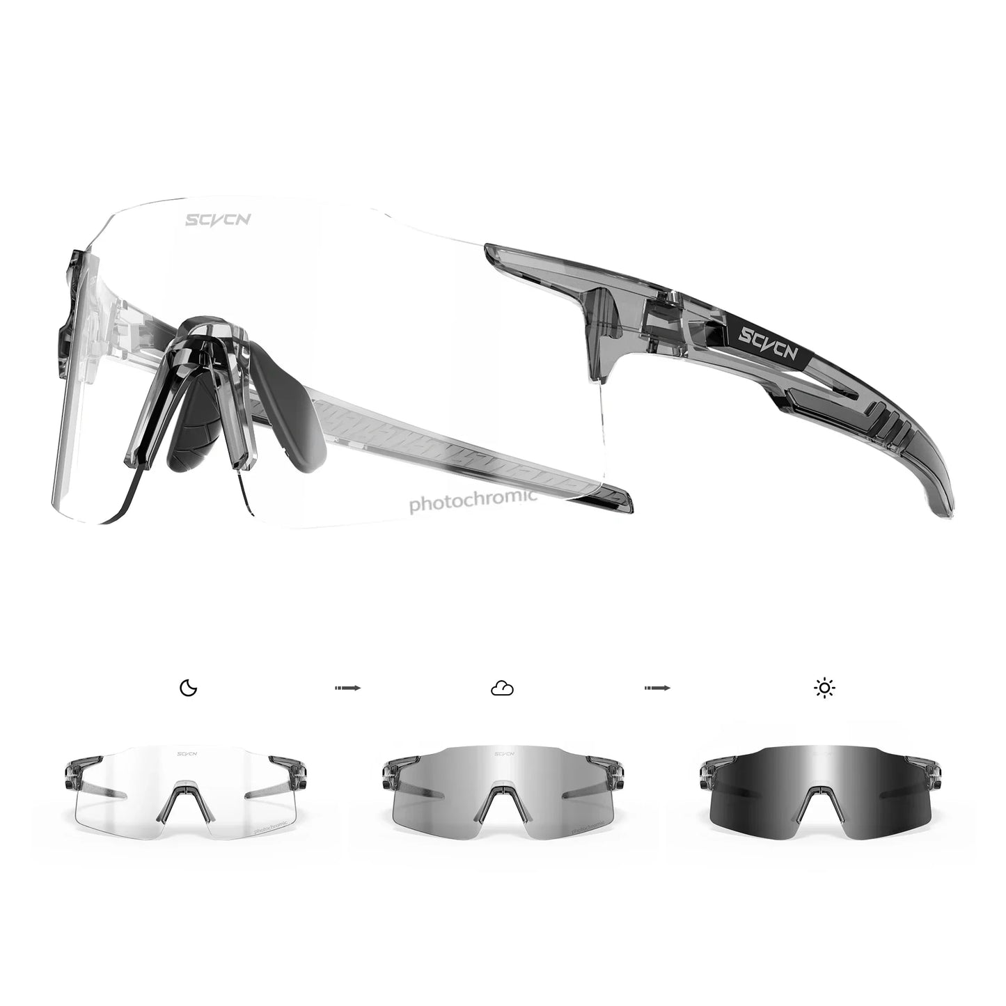 SCVCN Photochromic Cycling Glasses Sunglasses Outdoor Cycling Road Mountain Bike Glasses Men and Women Casual Hiking Windproof