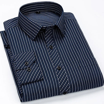 Plus Large Size 9XL 8XL 7XL Mens Long Sleeved Shirt Casual Business Classic Plaid Striped Male Social Dress Oversized Shirts