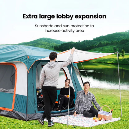 4-Season Camping Tent – 3-12 Person Waterproof Double Layer 2-Room Family Tent