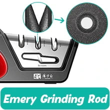 Four in one kitchen sharpener restores serrated blade knives and scissors, diamond tungsten steel