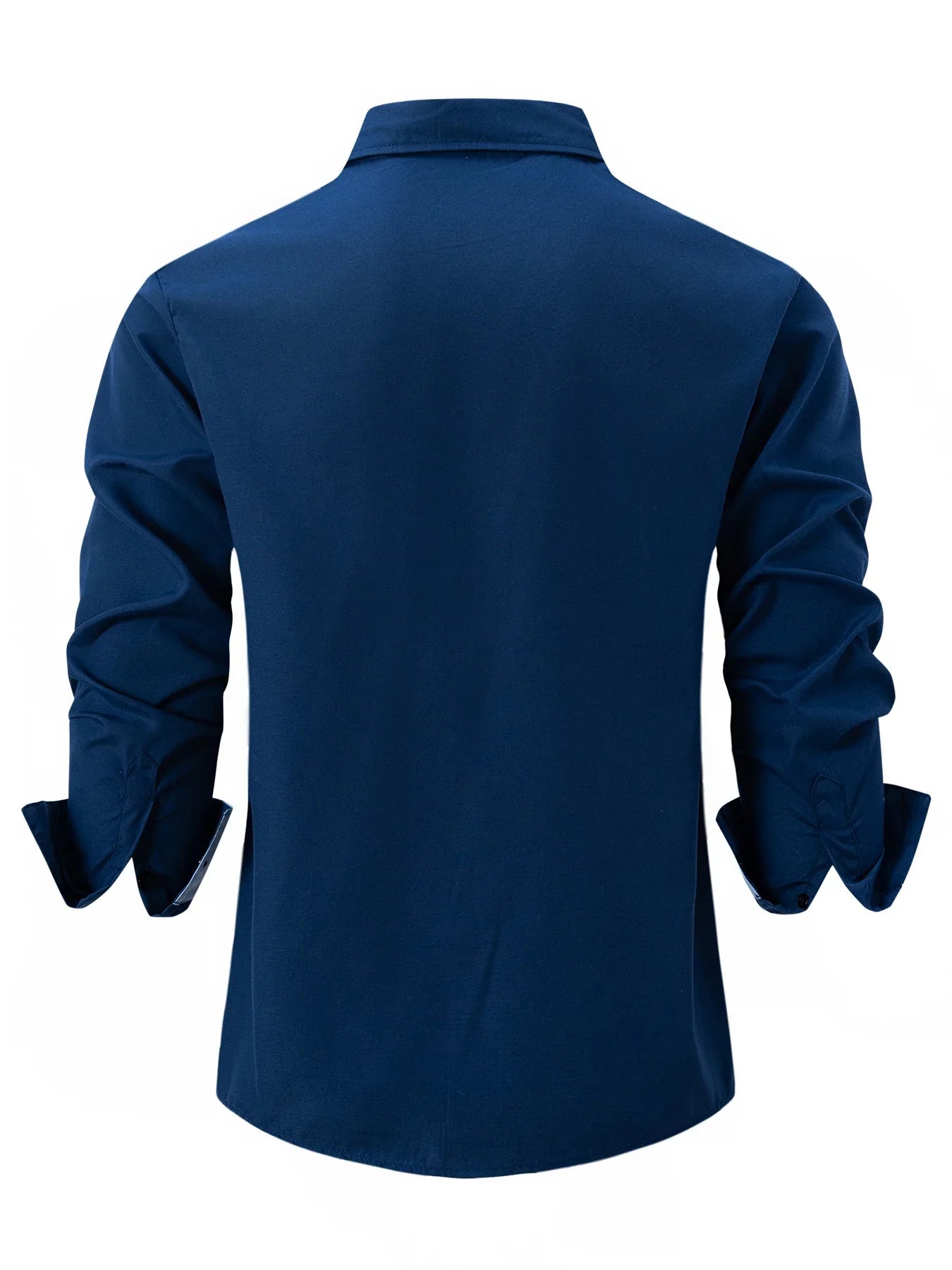 Men's Shirt Business Casual Comfortable Cotton Lapel Color Matching Pocket Holiday Long Sleeve Top