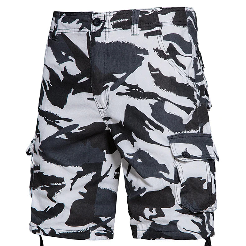 Men's Camo Cargo Shorts – Breathable Cotton Outdoor Sports Half Pants with Side Pockets