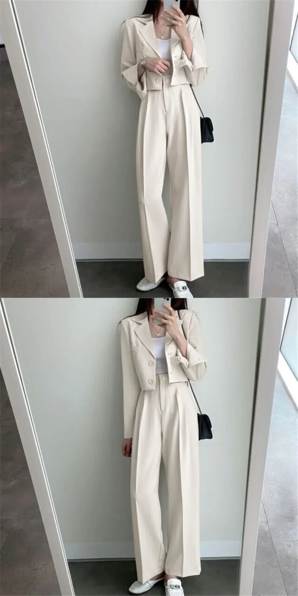 Suit Coat 2 Piece Set Women Blazer Jacket Straight Pants Ensemble Single Breasted Turn Down Collar Trousers Office Lady Outfits