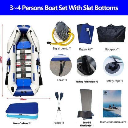 Inflatable Kayak Fishing Boat with Slats Bottom – PVC, 1–6 Persons (1.75–3.3m)