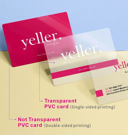 20/50/100/200PCS Transparent PVC Business Card Colorful Printing Personalized LOGO Text Thank You Card Free DESIGN 0.38mm