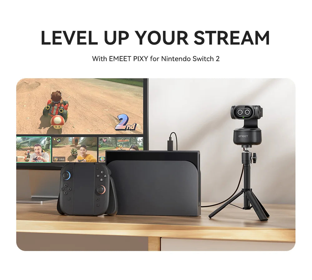 4K Webcam PTZ Web Camera EMEET PIXY Dual-Camera AI Tracking Video Camera for Streaming With SonySensor Gesture Control Autofocus