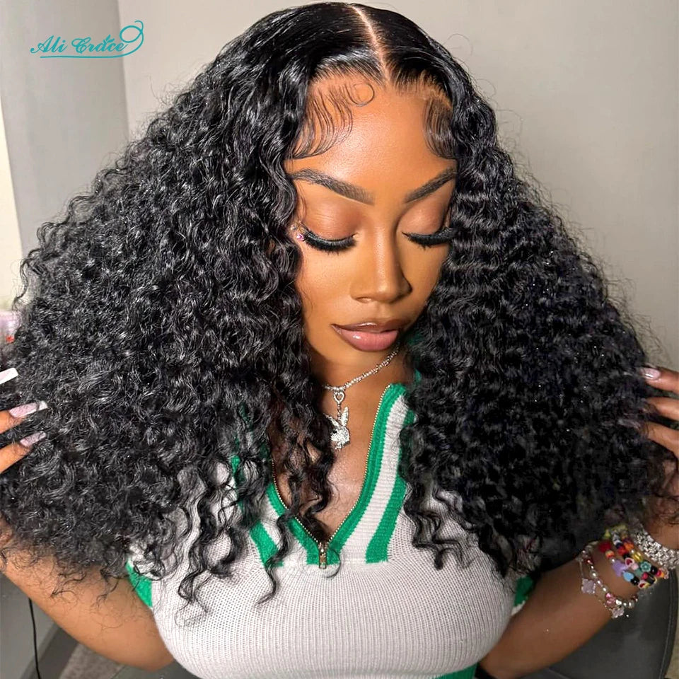 Ali Grace Hair Malaysian Deep Wave Hair Wigs Pre-Plucked 13X4 Lace Front Human Hair Wigs Natural Hairline With Baby Hair