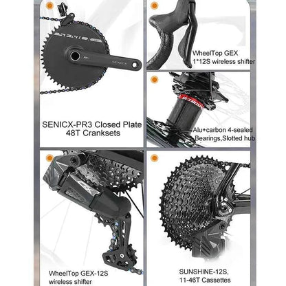 TWITTER Cyclone Full Carbon Road Bike – WheelTop Wireless 12-Speed, Hydraulic Disc Brakes