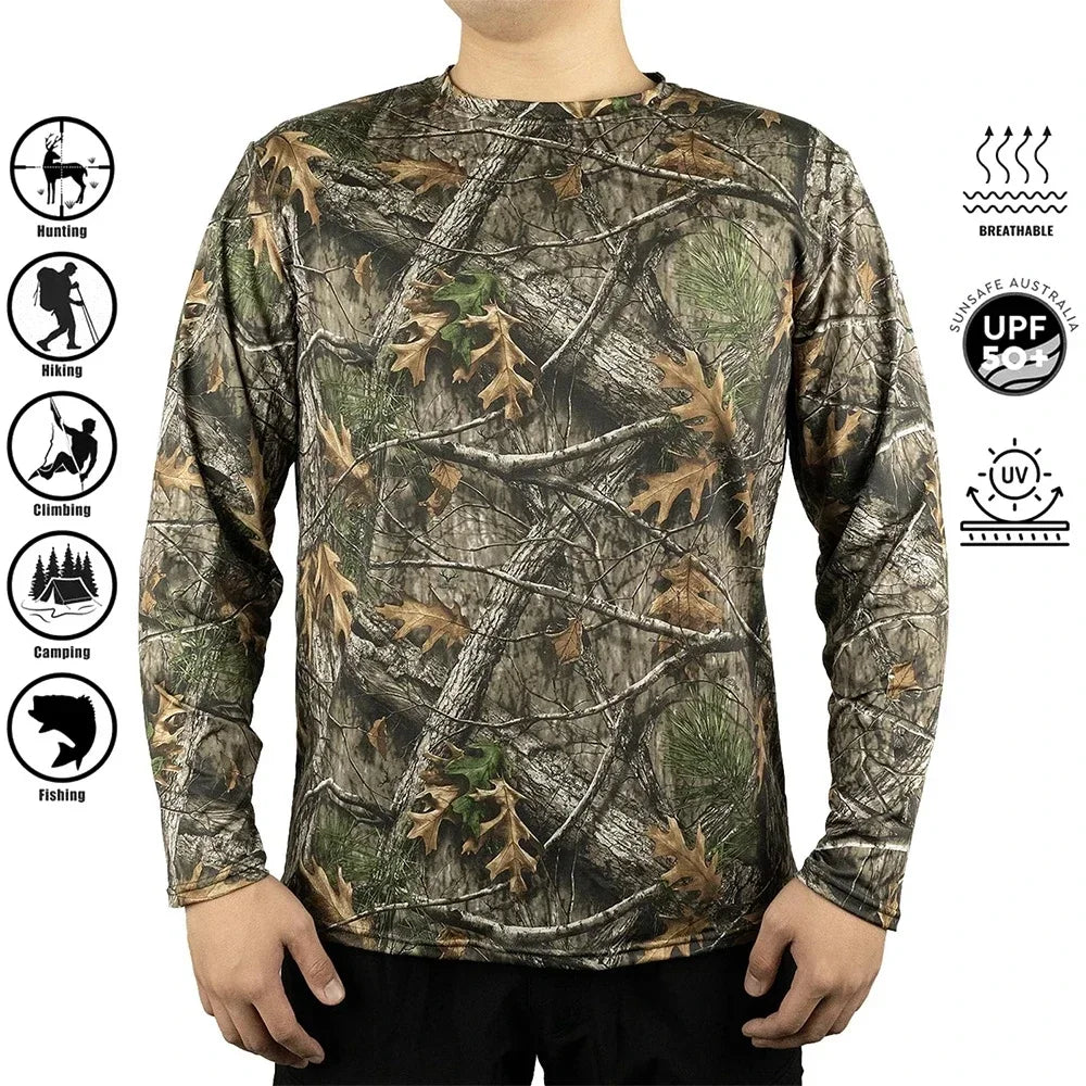 Men's Camouflage Long Sleeve Fishing Shirt – Casual Outdoor Sportswear