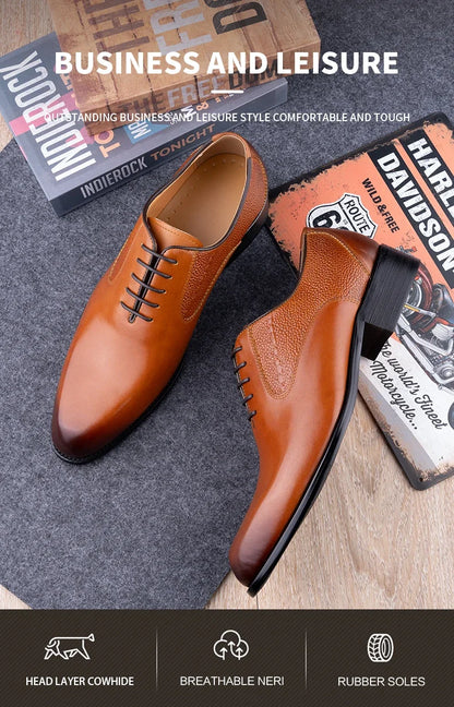 High Quality Handmade Oxford Casual Business Work Shoes Formal Men Shoes Fashion Dress Genuine Leather Lace Up Comfortable Shoe