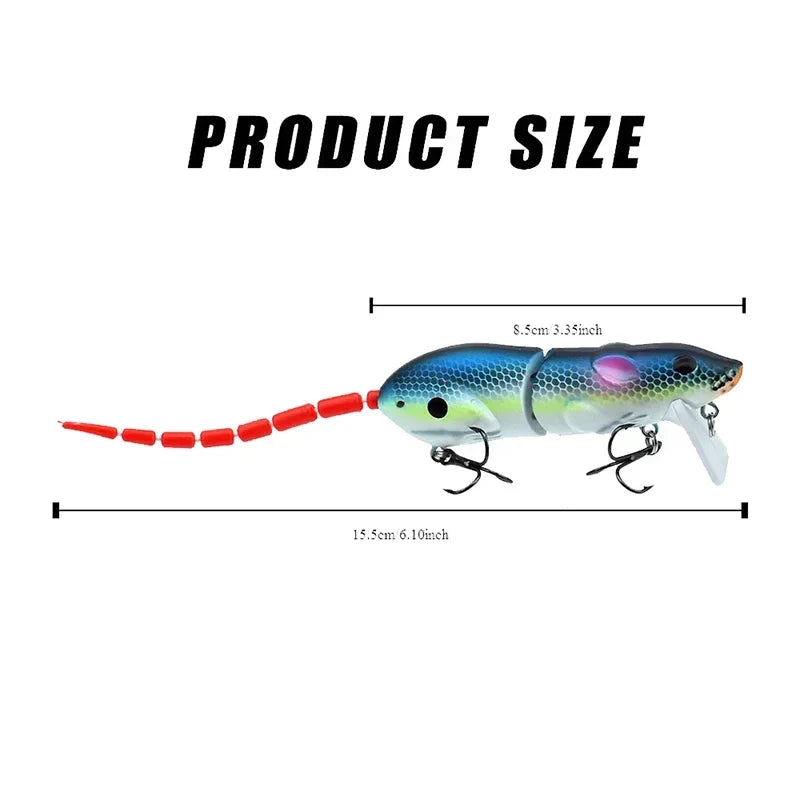 Floating Plastic Mouse Swimbait Lure – 155mm, Topwater, Pike & Bass, 5 Colors