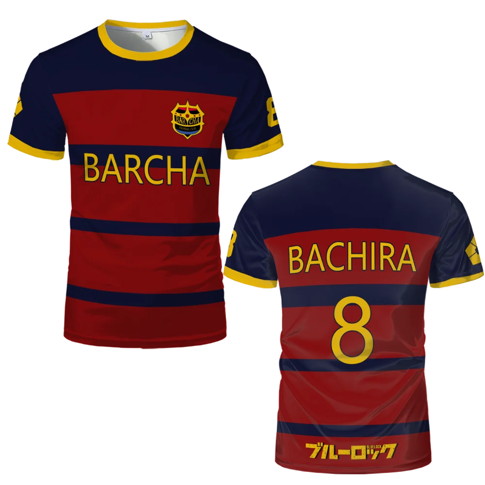 Blue Lock FC Barcha Cartoon Anime Cosplay Men Jersey Summer Short Sleeve Children Tee Tops 2024 Style Fashion Mens Boys T-shirt