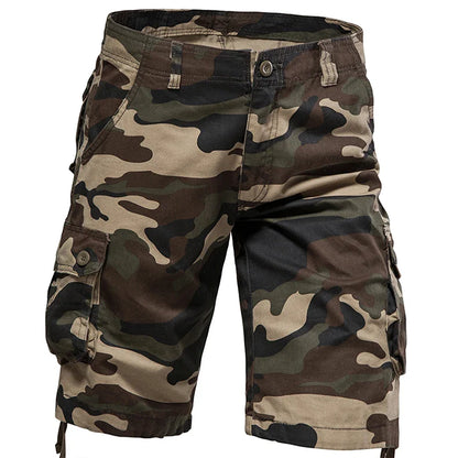 Men's Camo Cargo Shorts – Breathable Cotton Outdoor Sports Half Pants with Side Pockets