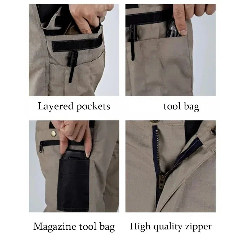 Men's Multi-Pocket Cargo Trousers – Wear-Resistant Tactical Work Pants for Outdoor Use