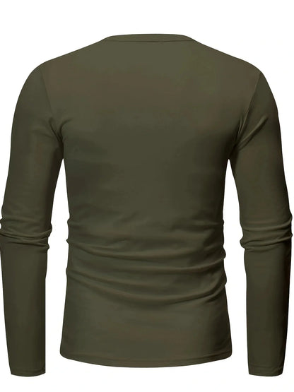 Cross-border Spring and Autumn Clothing European and American Men's T-Shirt Long-sleeved Men's Base Henry Shirt