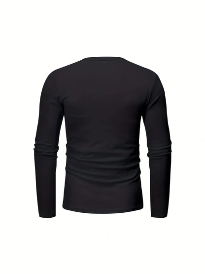 Cross-border Spring and Autumn Clothing European and American Men's T-Shirt Long-sleeved Men's Base Henry Shirt
