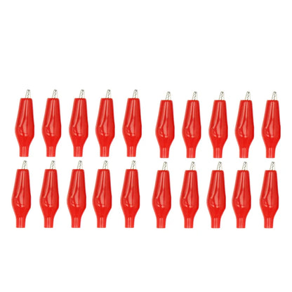 20 Pcs Crocodile type Clip 28MM Black Red Blue Black Yellow Soft Plastic Coated Testing Probe Mini Alligator Test Clips