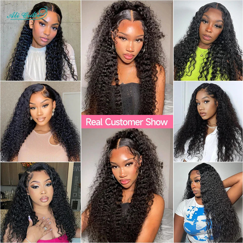 Ali Grace Hair Malaysian Deep Wave Hair Wigs Pre-Plucked 13X4 Lace Front Human Hair Wigs Natural Hairline With Baby Hair