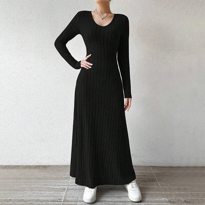Mia Muse Women's Dresses All Season Office Lady Ventilate Solid Color Waist In Design  Long Sleeve MIDI Lettuce Trim  Suitable f