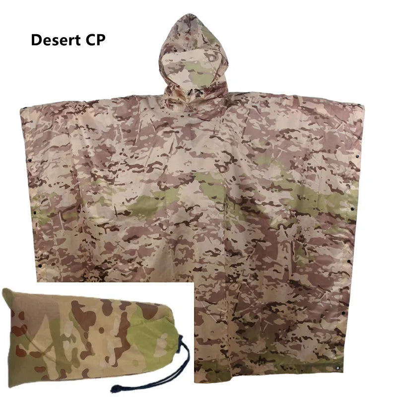 Camouflage Waterproof Raincoat Poncho – Multifunctional Hunting & Camping Rain Cover