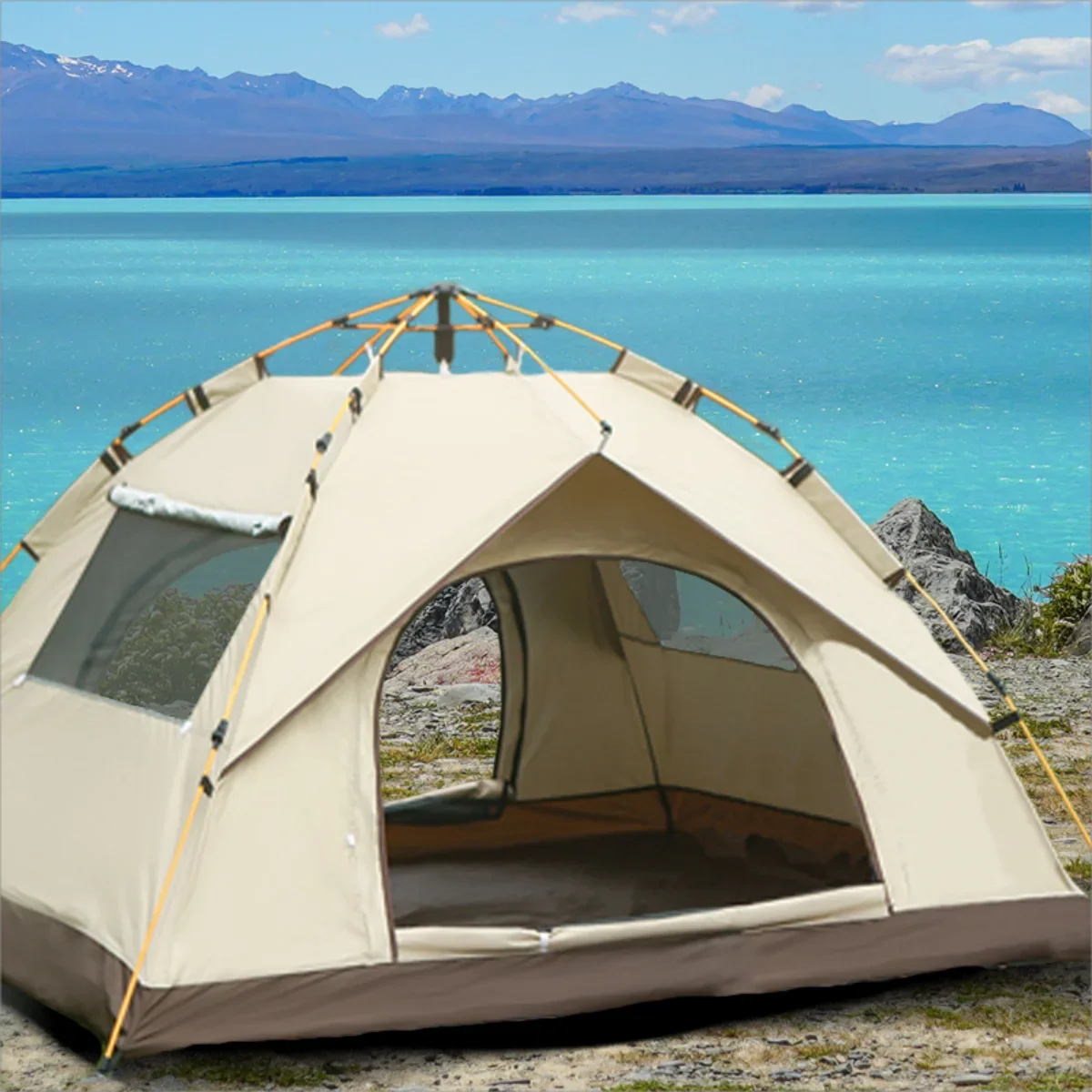 4-Person Pop-Up Camping Tent – Two Doors & Two Windows, 4-Season, 1500-2000mm Waterproof