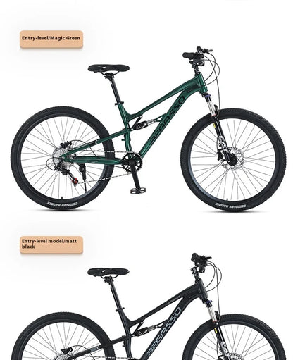 Men's Aluminum Alloy Mountain Bike – 27.5"/26" Soft Tail Full Suspension Adult MTB