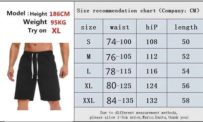 Men's Cotton Blend Beach Shorts – Loose Drawstring Casual Running & Sports Shorts