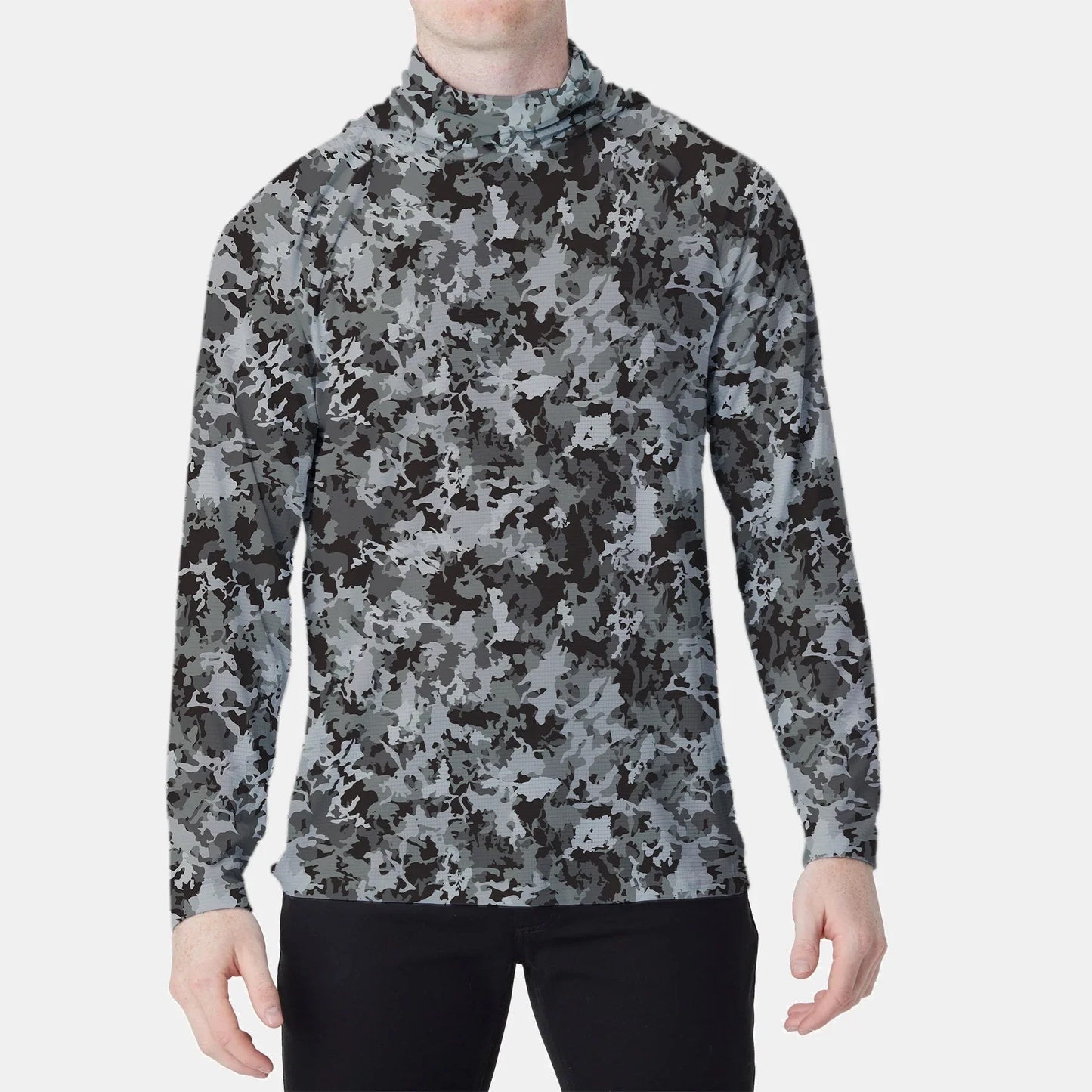 Men's Long Sleeve Fishing Hoodie Shirt – Sun Protection, Breathable Jersey for Fishing & Hunting