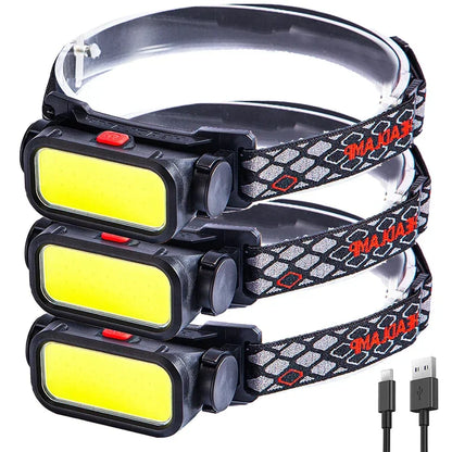 Powerful COB LED Headlamp USB Rechargeable 4 Modes Lighting Head Flashlight With 18650 Built in Battery Camping Fishing Lantern