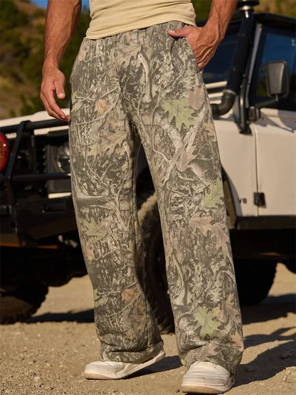 spring autumn Straight Casual Pants Men Camouflage Wide Leg Pants Breathable camouflage trousers loose Large size men sweatpants