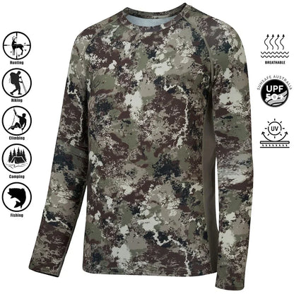 Men's Camouflage Long Sleeve Fishing Shirt – Casual Outdoor Sportswear