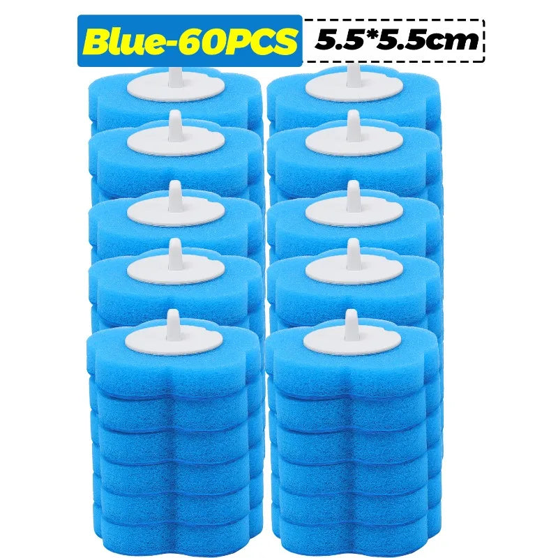 6-60PCS Toilet Disposable Replacement Head Foam Cleaning Sponges Heads Toilet Brush Refills No Dead Angle Bathroom Brush Heads