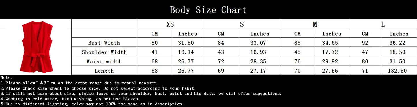 KONDALA Office Lady Chic Red Vest Blazer Suit V Neck Sashes Sleeveless Blazer High Waist Wide Leg Pants Fashion 2025 Summer Sets